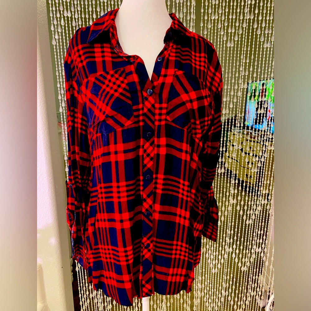 LOVE KNOTS PLAID SHIRT NWT